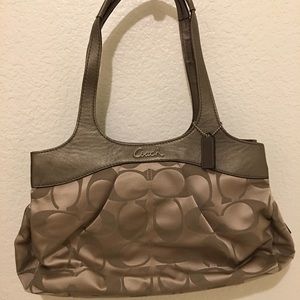 Coach Lite Gray/Tan Monogram Purse